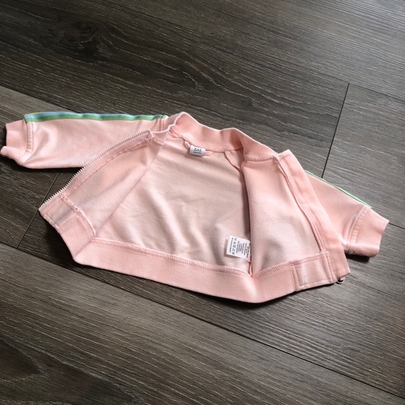Janie And Jack Baby Pink And Pastel Rainbow Stripe Track Jacket Size 0-3 Months - Picture 7 of 10